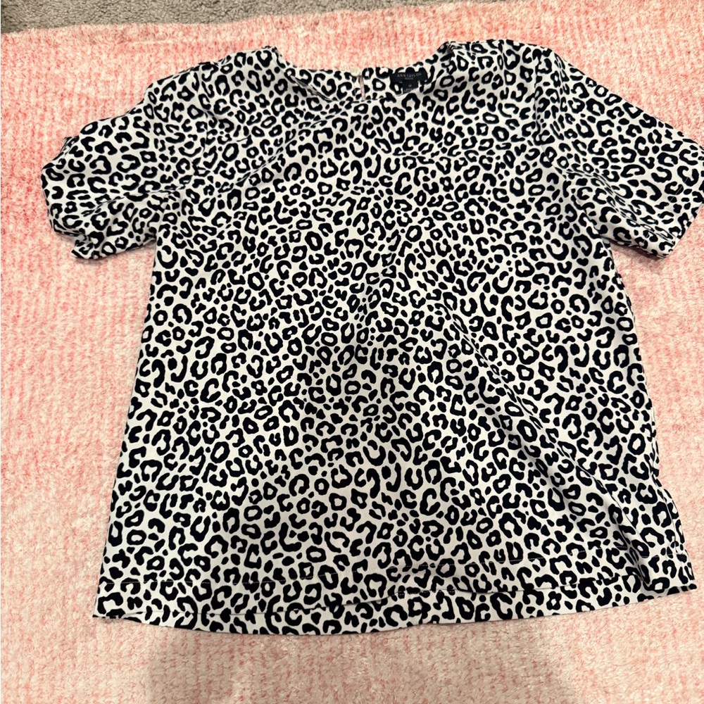 Ann Taylor Black and White Animal Print Blouse